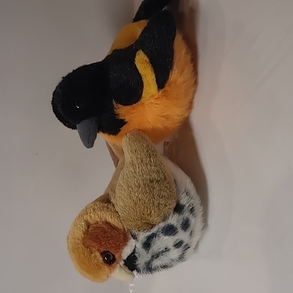 Vintage K&M international plush puppet orange black and oriole bird stuffe…